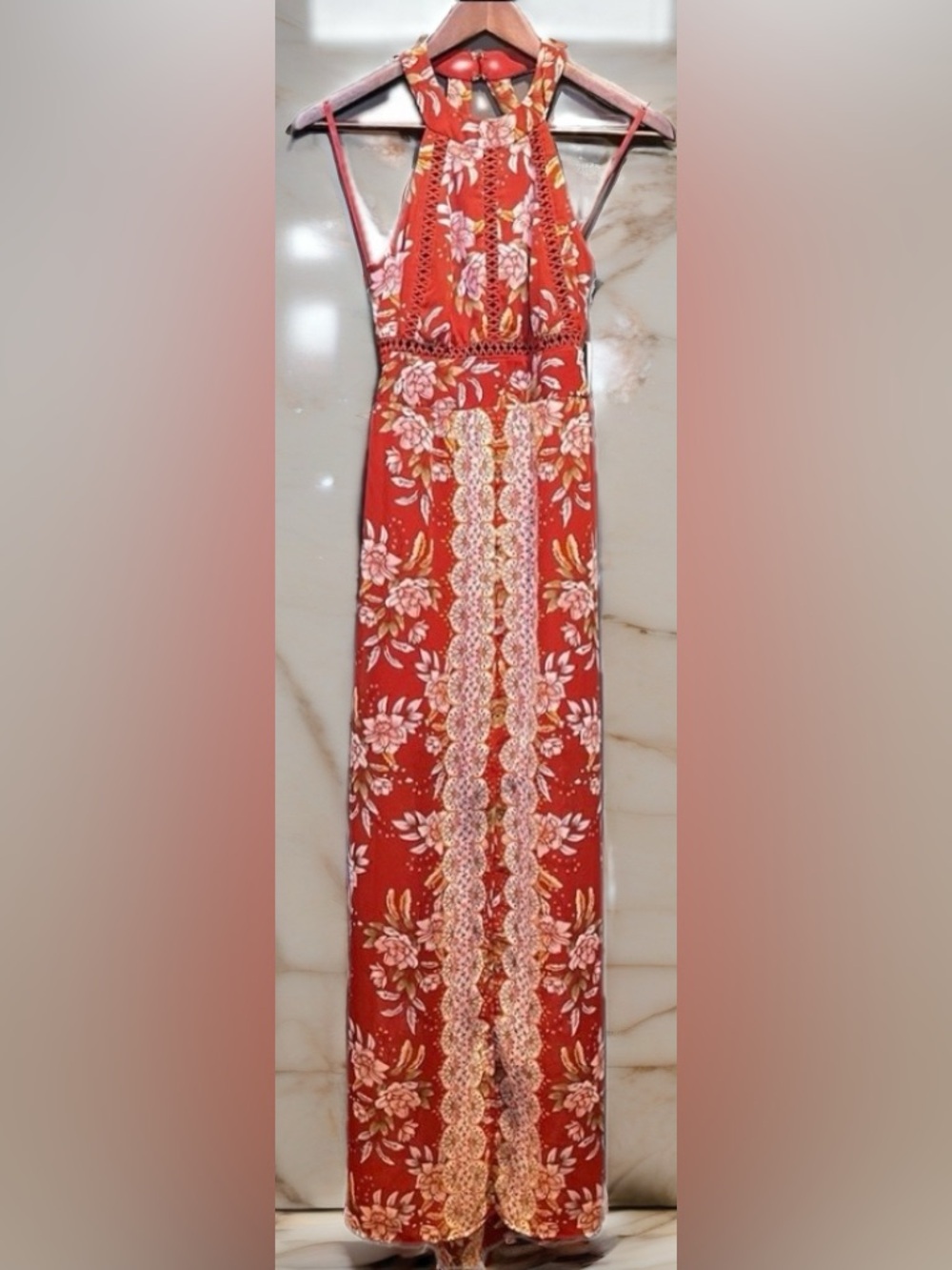 City Triangles Floral Halter Maxi Dress XS